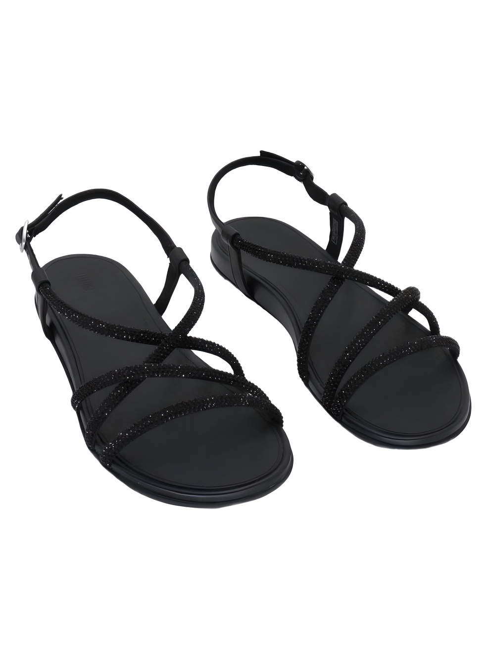 FitFlop Gracie Crystal Strappy Back-Strap Sandals All Black Size 9M